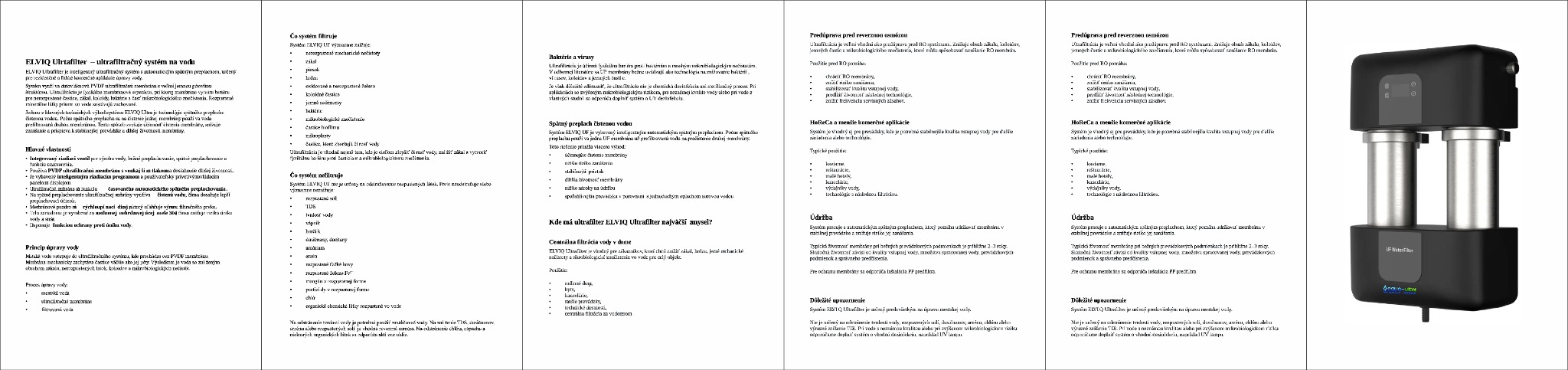 Produktový materiál – ELVIQ Ultrafilter – ultrafiltračný systém na vodu